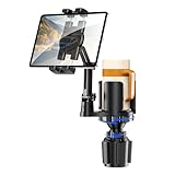 Tablet Holder for Car, 3 in 1 Cup Holder ipad Car Mount with Expander, Adjustable Base and Long Arm with 360°Rotation Phone ipad Holder Compatible for 4-12.9‘’ Tablet, All Smartphones and Most Bottles