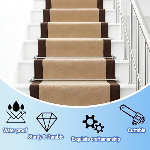 Tringles de chemin d'escalier haut de gamme | Fixation personnalisable en lot de 3 pièces