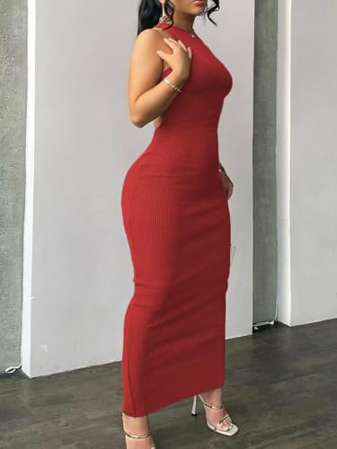 Image of Nimsruc Women Summer Sexy Bodycon Maxi Dress Casual Long Dresses