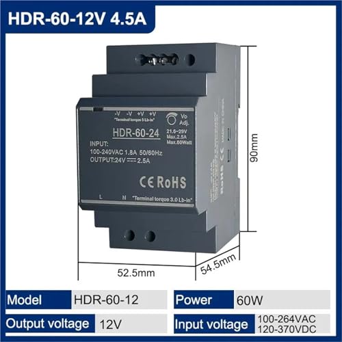 Alimentation ultra-mince 12V 24V HDR transformateur modulaire gain de place - 2