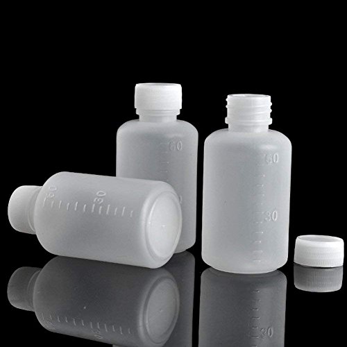 GDGY 40pcs 60ml 2OZ PE Plastic Empty Small Mouth Graduated Lab Chemical Container Reagent Bottle Sample Sealing Liquid Medicine Bottle (40pcs 60ml, 2.03)