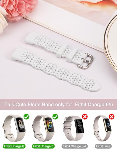 TOYOUTHS Lace Silicone Compatible with Fitbit Charge 5 Strap/Charge 6 Strap - Image 3
