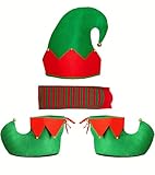 Eternity sky Elf Hat Shoes Covers Socks Felt Set Adults Christmas Costume with Jingle Bells - Xmas Party Gifts Accessories