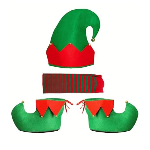 Eternity sky Elf Hat Shoes Covers Socks Felt Set Adults Christmas Costume with Jingle Bells - Xmas Party Gifts Accessories