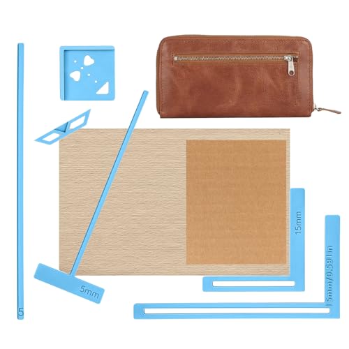 DOPENSPI 6-teiliges Buchbinderei-Werkzeugset, Kunststofflineal-Schablonenset, Scrapbooking-Zubehör inklusive L und T förmigen Linealen für die Herstellung von DIY-Journalen und Notizbüchern(Blau)