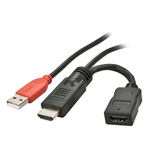 Adaptador HDMI 1.4 Lindy 41080 M/F inyector de corriente USB para cable largo