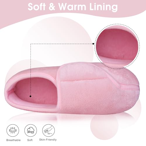 Image of Git-up Women Soft wide Slippers Memory Foam Closed Toed Diabetic Arthritis Edema House Slippers