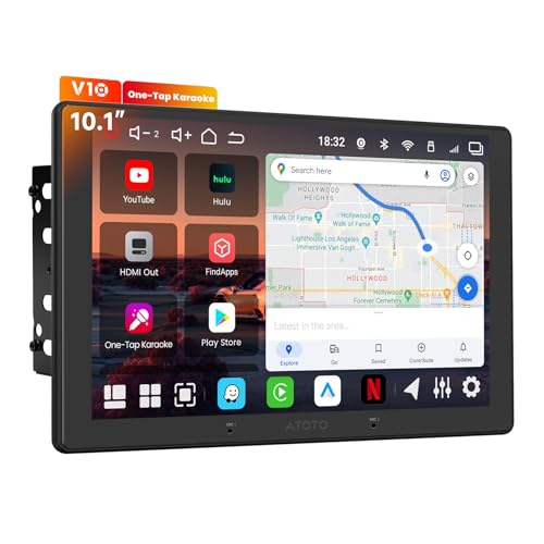 ATOTOEXCEL V10 10�C���`QLED Android 2DIN�f�B�X�v���C�I�[�f�B�I�A6GB+128GB�ABluetooth 5.4/Wi-Fi�Ή��A���C�����XCarPlay&Android Auto