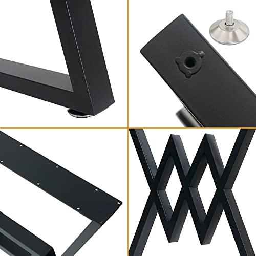 2Pcs Metal Desk Legs 28" H X 24" W, Brandnew Reinforced Diamond Table Legs Of Cast Iron Welding Square Tube, Modern Diy Dining Table Legs, Coffee Table Legs, Metal Legs For All Kinds Of Tables #TOP5