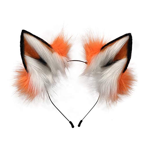 Fox Cat Long Fur Ears Hair Headwear Wolf Animal Anime Halloween Cosplay Costume
