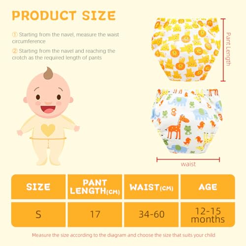 Image of SNOWIE SOFT 2Pcs Potty Training Pants for Toddler, Washable Diapers for New Born Baby, Breathable Cotton Learning Training Pants, Padded Underwear for Babies Baby Pants for 7.5-10 kg 12 to 15 Months