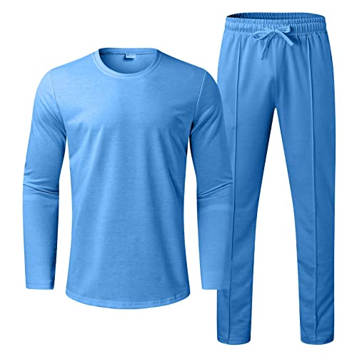 Zhuer Mens Tracksuits 2 Piece Long Sleeve Crewneck Pullover And Jogger Pants Set Outfits Solid Casual Sweatsuits Fall Winter #TOP2