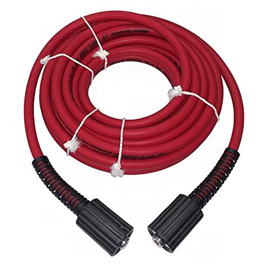 Red UBERFLEX Kink Resistant Pressure Washer Hose 1/4" x 30' 3,700 PSI with (2) 22MM