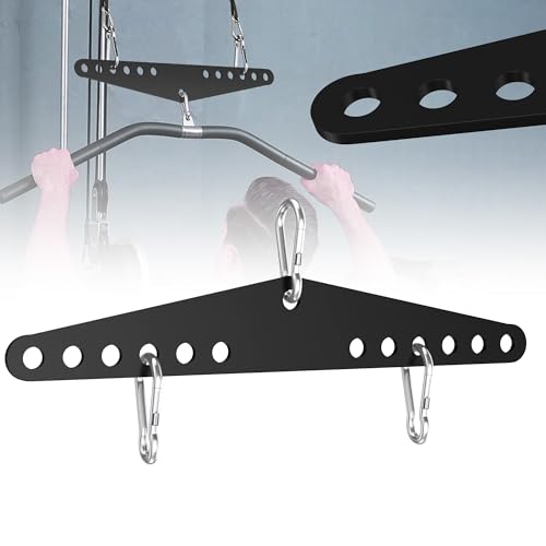YUEYIN LAT Pull-Down Attachments, 6-Level Hole Adjustable, Cable Attachments for Gym, Compatible with Double or Single Exercise Handles, with 3 Strong Hooks, Black