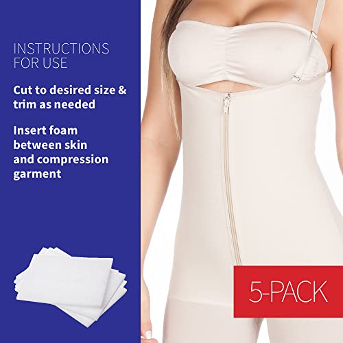 New Millennium 5 Pack Lipo Foam Sheets | for Post Surgery Recovery Compression Garments, Abdominal Boards, Fajas & Corsets | Reduce Bruising, Swelling, & Scarring from Liposuction, Tummy Tuck, BBL
