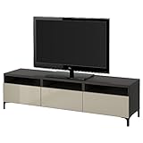 Breite: 180 cm ZigZag Trading Ltd IKEA BESTA TV-Bank mit Schubladen, schwarz-braun/selsviken hochglänzend/beige