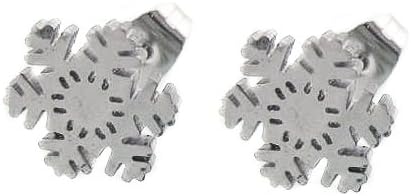 Silver Tone Hypoallergenic Stainless Steel Snowflake Stud Earrings