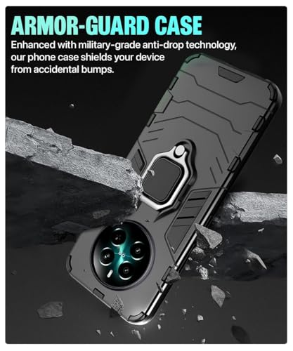 Image of AIBEX Armor Back Cover Compatible for realme P1 5G / realme 12+ 5G / realme Narzo 70 Pro 5G| Rugged Shockproof Case with Ring Holder & Kickstand | Military-Grade Protection | Magnetic Car Mount