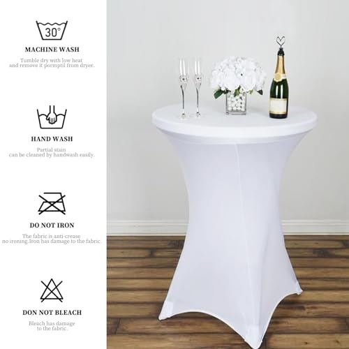Showgeous Weiß Stehtisch-Stretchhussen 6er-Set,Ø60-65cm – Ansicht 5