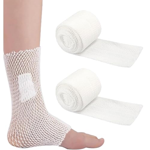 2 pezzi di bendaggio a rete, fasciatura per tubi, bendaggio a rete, fasciatura a compressione tubolare, per il fissaggio, bendaggio di fissaggio traspirante e confortevole
