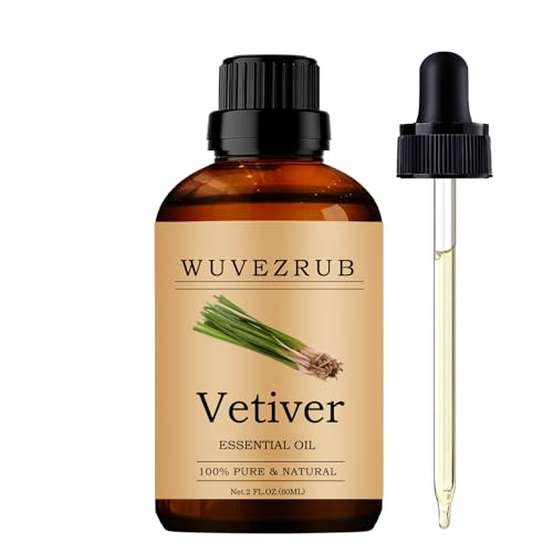 Wuvezrub Vetiver Essential Oils 60ML, Pure Vetiver Essential Oil for Aromatherapy Diffuser - 2 Fl Oz
