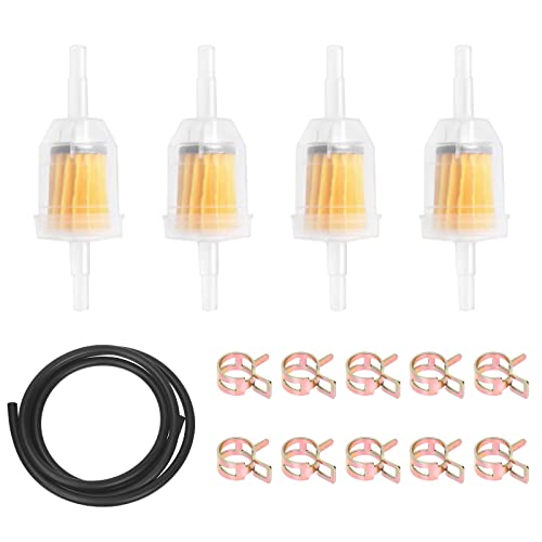 Mardatt 15PCS 1/4” Fuel Line Set Includes 1/4 Inch 6.5 Feet Fuel Line, Gas Inline Fuel Filters and Hose Clamps for Automotive Boat Marine Small Engines