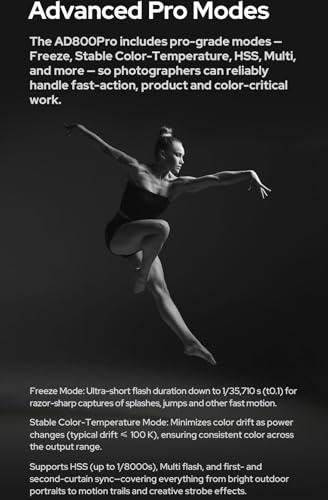 Image of Godox AD800 Pro 800Ws Studio Strobe light, Godox AD800Pro TTL Flash with 1 /8000s High Speed Sync, 300 Full Power Flashes, Stable Color Temperature Mode & 40W Bi-Color Modeling Light, 2.8 inch Color Screen