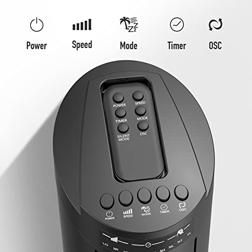 Chrun 30" Oscillating Tower Fan With Remote, 70° Oscillating Fan With 3 Speeds, 7.5 Timer And Portable Floor Bladeless Fan For Bedroom And Home Office Use, White (Black) #TOP1