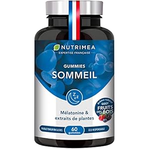 GUMMIES SOMMEIL – Mélatonine 1,9 mg – Qualité du Sommeil et Endormissement Rapide – Avec Passiflore, Eschscholtzia et Mélisse – Fabrication Française – 60 Gummies Vegan – Goût Fruits des Bois