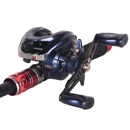 Moulinet baitcasting gauche double frein pour pêche carnassier eau douce mer