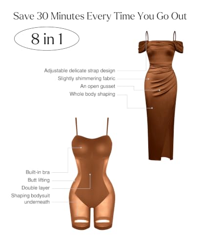 Image of Popilush Wedding Guest Dresses for Women Off Shoulder Shapewear Maxi
