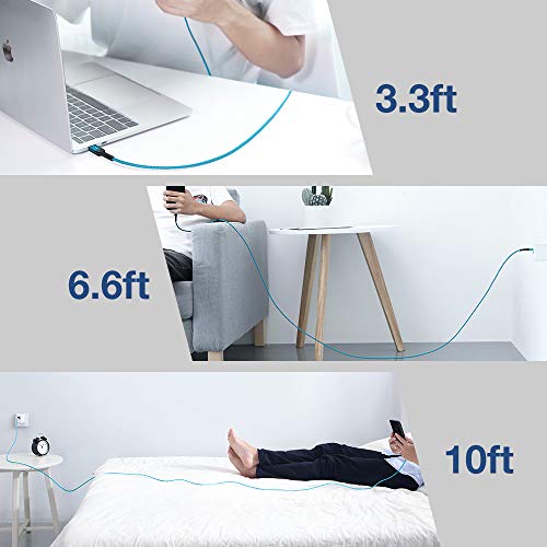 Jsaux Micro Usb Charger Cable, (3-Pack 3.3Ft+6.6Ft+10Ft) Android Charger Micro Usb To Usb A Nylon Braided Cord Compatible With Samsung Galaxy S6 S7 Edge Note 5, Kindle And More-Green #TOP6