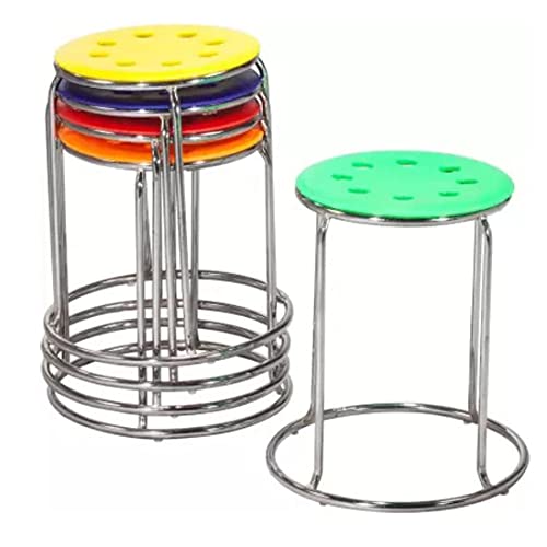 Image of Round Stool Set of 5 For Indoor /Outdoor /Home /Medical /Hospital /Food /Doctor /Kitchen /Office Stool /Cafe /Cafeteria /Metal Bar - Multicolor