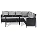Produktbild SVITA Madison Poly Rattan Ecksofa Rattan-Lounge Esstisch Gartenmöbel-Set Sofa Garnitur Couch-Eck (Dining Set, Schwarz)