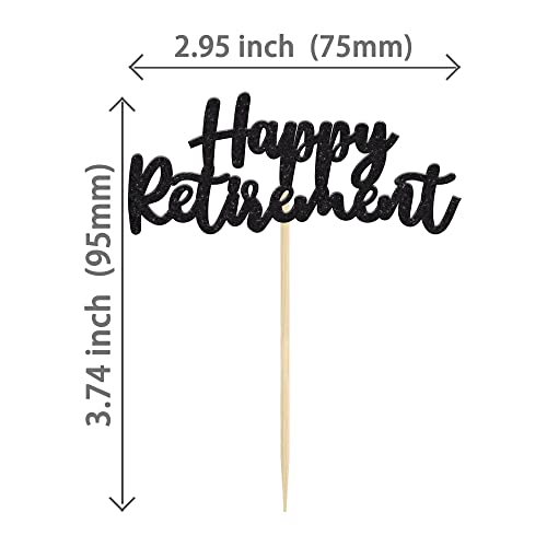 36Pcs Happy Retirement Cupcake Toppers Black Glitter Retired Cupcake Picks Decorations For Retirement Theme Birthday Farewell Party Supplies #TOP1