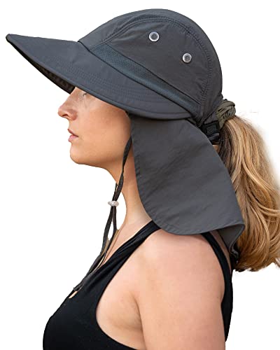 Wide Brim Upf 50+ Hiking Fishing Gardening Hat With Neck Flap Sun Protection Outdoor Safari Hats For Women 100% Nylon #TOP26