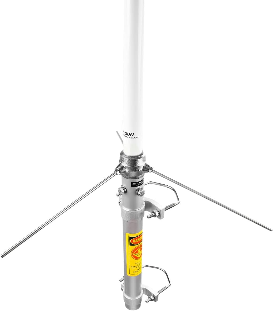 Diamond Original X50NA Dualband Base/Repeater Antenna 144–148 MHz & 435–450 MHz High-Gain VHF/UHF Vertical Antenna with Type-N Connector Fiberglass Radome for Ham Radio Stations