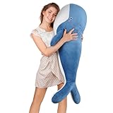 CHDGIOHA Kawaii Blue Whale Stuffed Animals,Giant Ocean Stuffed Animal Pillow Toys, Super Soft Whale Plushies, Whale Cuddle Pillow Toy for Kids Girls Boys 47.2IN (Blue,X-Large)