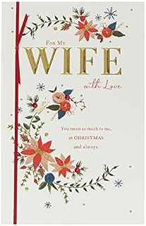 UK Greetings Wife Christmas Card - Sentimental Christmas Card for Wife - Christmas Card for Her with Lovely Verse - Christmas Card from Husband Cream red Gold, 160 x 235mm, 616852-0-1