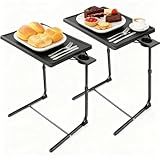 HUANUO Adjustable TV Tray Set of 2 - TV Dinner Tray on Bed & Sofa, Comfortable TV Tray Table with 6 Height & 3 Tilt Angle Adjustments (2 Pack)