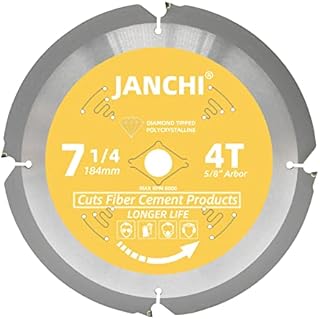 7-1/4 Inch 4T PCD Tip Hardie Fiber Cement Circular Saw Blade with 5/8-Inch DMK Arbor, Polycrystalline Diamond Tipped Teeth Saw Blade for Laminate Flooring