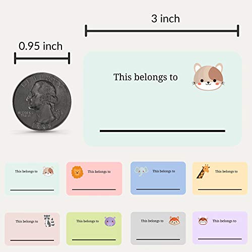 Mobiusea Creation Name Labels For Kids | This Belongs To Stickers | Perforated 3 X 1.75 Inch Large Tags | Book Plates Stickers | 300Pcs Stickers For School Supplies, Teacher Supplies, 8 Designs #TOP2