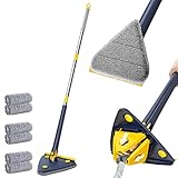 131 cm Fregonas Extendido: Recibirá tres partes que se pueden usar juntas al ensamblar. El mango del mopa para limpiar azulejos ajustable mide 131 cm/51,6 pulgadas de largo, por lo que eliminará fácilmente el polvo de paredes, techos y ventanas