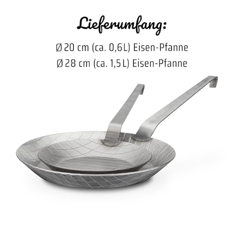 Foto von GSW Gastro Traditionell, Bratpfannen-Set, ⌀20 cm & ⌀28 cm, Silber, geschmiedet aus Eisen, 2er-Set