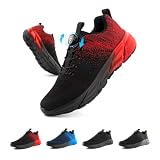 Hitmars Scarpe Running Uomo Donna Sneakers Sportive Leggere Scarpe da Corsa Fitness Jogging Outdoor Antiscivolo e Comode Pompola Rotante EU42 duc-Rosso
