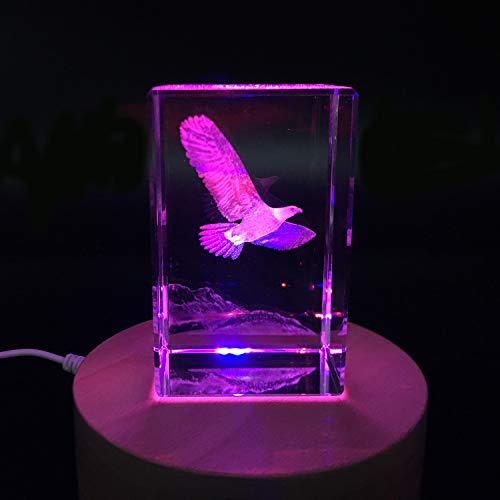 Shtwx 3D Eagle Paperweight(Laser Etched) In Crystal Glass Cube Birthday/Christmas Gifts(No Included Led Base)(3.1X2X2 Inch) #TOP4