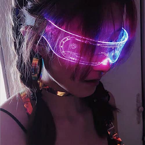 SINGFNH Gafas luminosas con visera LED, gafas de tecnología luminosa de colores para fiestas, conciertos, festivales en vivo, cosplay, 7 colores y 3 modos Cover