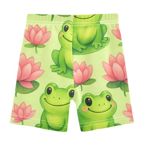 Joisal Girls Biker Shorts Toddler Cotton Shorts for Under Dress Cute 4t Little Girl Cute Frogs Pink Lotus Flowers2