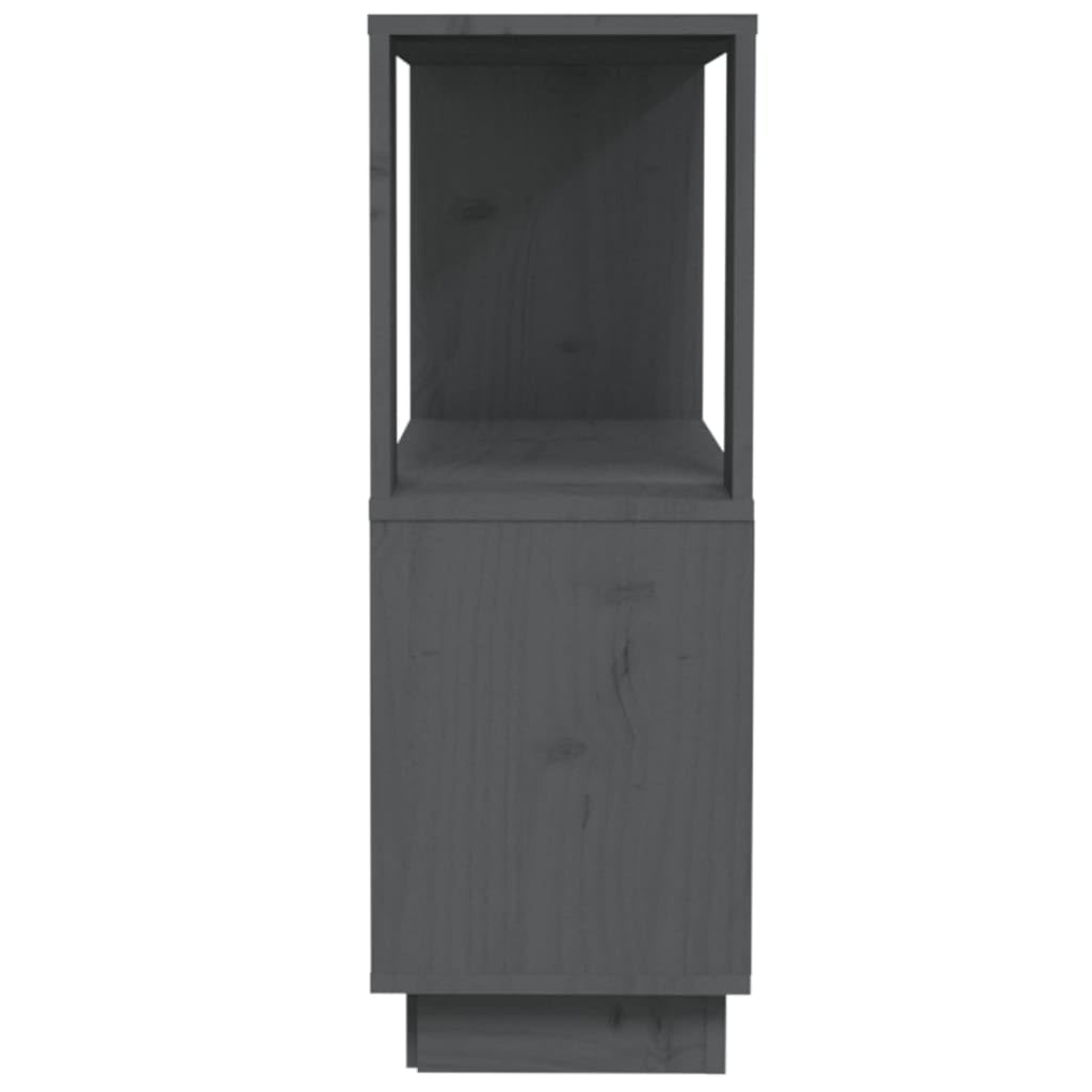 Libreria Divisorio Legno Massello Pino Grigio 80x25x70 cm | Scaffale bifacciale aperto per soggiorno e corridoio, organizza libri e oggetti con finitura in legno massello grigio.