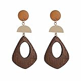 STWTR Women's Natural Wood Earrings Variety of Fashion Earrings Stainless Steel Earrings Minimalist